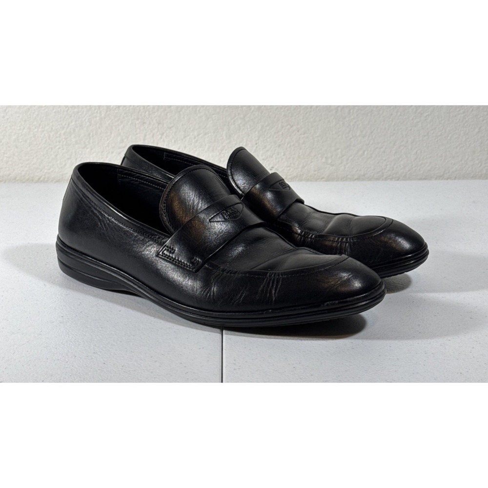 HUGO BOSS Shoes Mens Size 8 Black Leather Penny Loafer Slip On Casual Almond Toe